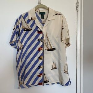 Lauren Lauren Ralph Silk Nautical Yacht Top
